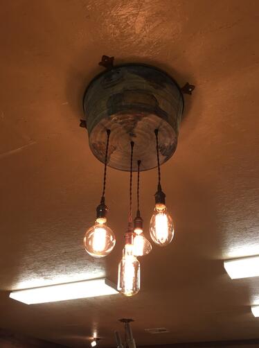 Galvanized Bucket with Edison Bulb Pendants